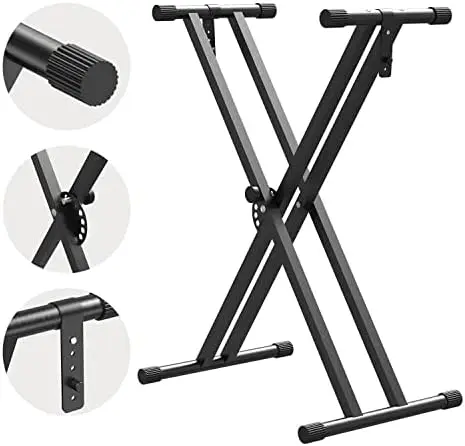 

X-Style Piano Stand, Double Braced Adjustable Keyboard Stand with Locking Straps & Quick Release Mechanism for 61 76 88 Keys