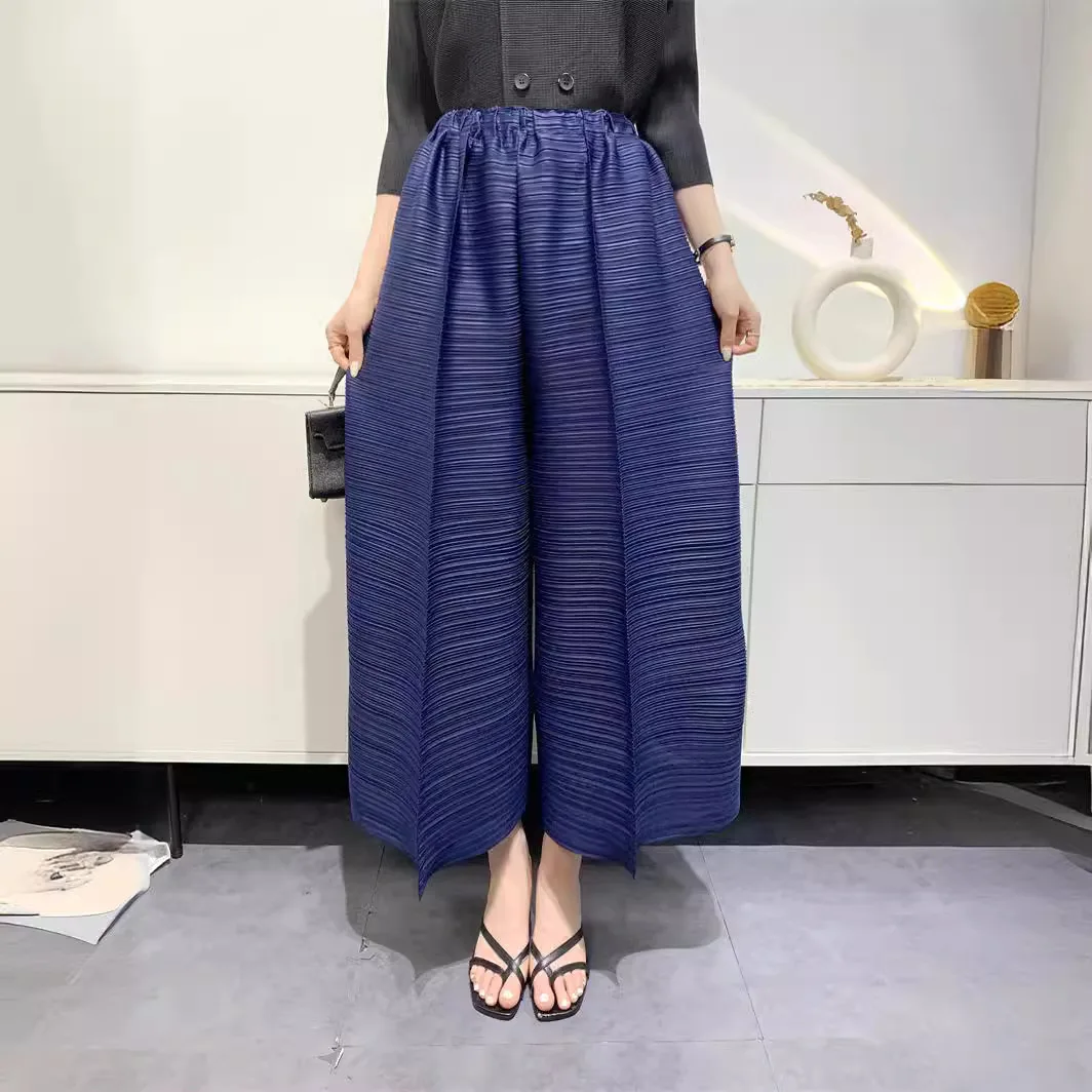 

Miyake Horizontal Pleats Original Pants Female 2024 Summer New Pants Loose Straight High-waisted Hundred Matching Thin Trousers