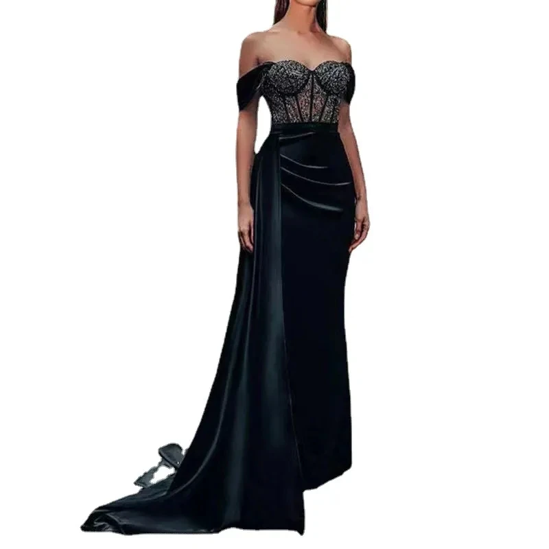 Cross-border Foreign Trade Women's Dress Independent Station Tube Top Lace Danquet Word Collar Fishtail Split Evening Dress.
Cross-border Foreign Trade Women's Dress Independent Station Tube Top Lace Danquet Word Collar Fishtail Split Evening Dress.