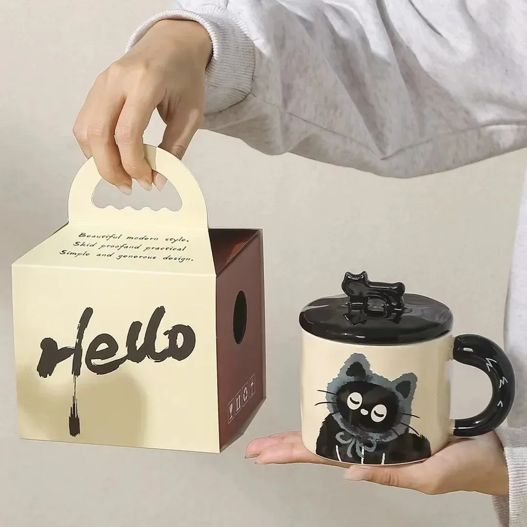 Creative personality cat mug with lid souvenir gift drinking water cup cute ceramic coffee cup office cup Creative personality cat mug with lid souvenir gift drinking water cup cute ceramic coffee cup office cup