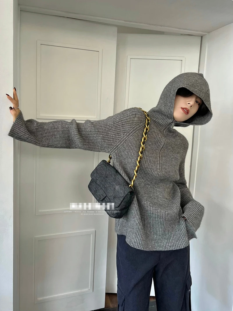 Autumn Knitted Tops Hooded Zipper Thickened Sweater Long Sleeve Knitwears y2k Clothes Korean Fashion Knit Pullover Sweater Women
Autumn Knitted Tops Hooded Zipper Thickened Sweater Long Sleeve Knitwears y2k Clothes Korean Fashion Knit Pullover Sweater Women
