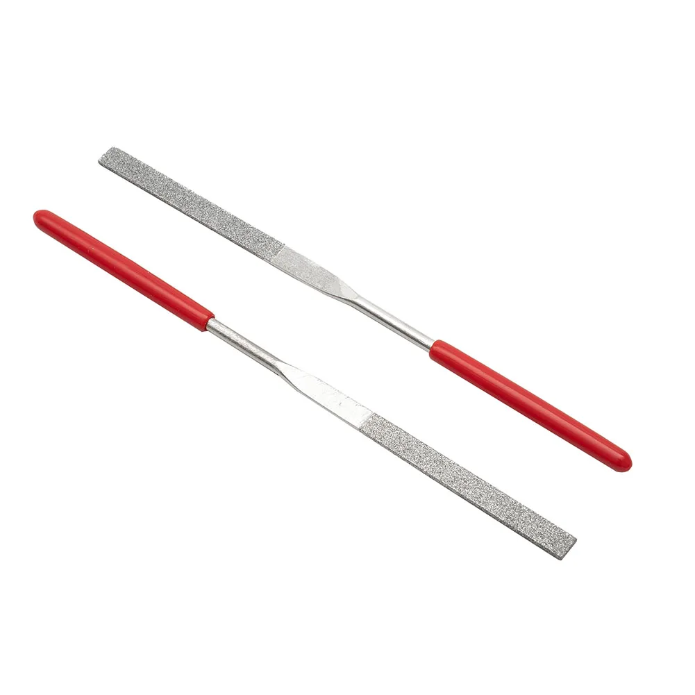 

0 Non-slip File Needle File Flat Metal Stone Grinding Plastic Handle Red Set 0.12*5.51\" 140mm 2pcs Diamond Hot Sale