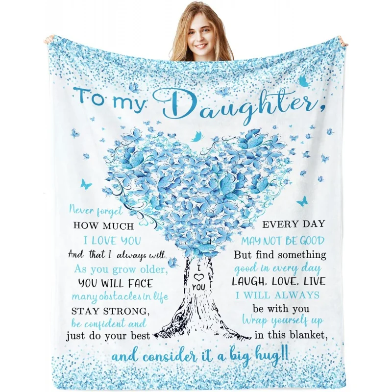 

Customized Blanket Daughter Gifts Ideas from Mom Dad, to My Daughter Soft Flannel Blankets, Daughter Graduation Wedding Present