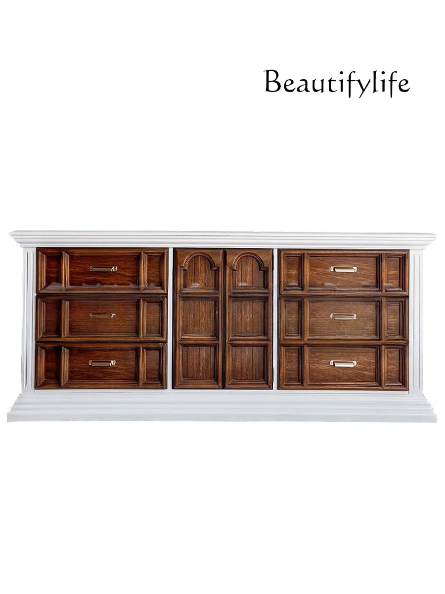 French Style Solid Wood TV Cabinet Living Room Multi-Functional Storage Mid-Ancient Style Contrast Color Sideboard Cabinet
French Style Solid Wood TV Cabinet Living Room Multi-Functional Storage Mid-Ancient Style Contrast Color Sideboard Cabinet