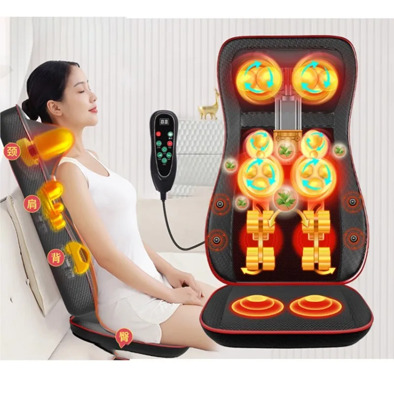 

Multifunctional Electric Massage Cushion Neck Shoulder Waist Back Remote Control Deep Kneading Shiatsu Heating Pain Relieve Gift