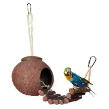 Pets Toy Natural Hanging Coconut Shell Parrot Nest Parakeet Birds Feeder Cage With Ladder Brown Tree Hole-shaped Bird Pendant
Pets Toy Natural Hanging Coconut Shell Parrot Nest Parakeet Birds Feeder Cage With Ladder Brown Tree Hole-shaped Bird Pendant