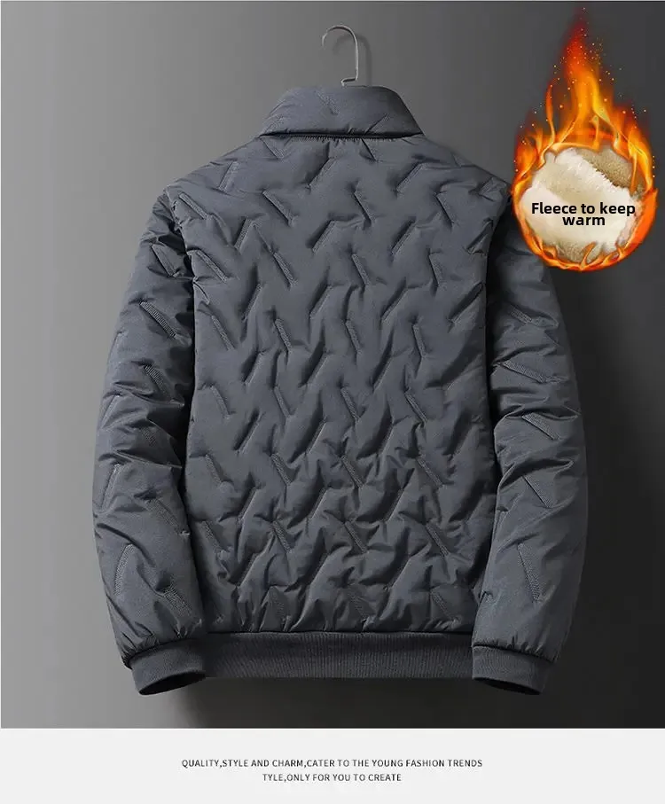 سترة شتوية للرجال مبطنة بالصوف مقاومة للرياح مقاس كبير فضفاضة وياقة واقفة مبطنة بالقطن معطف خارجي دافئ سترة شتوية للرجال مبطنة بالصوف مقاومة للرياح مقاس كبير فضفاضة وياقة واقفة مبطنة بالقطن معطف خارجي دافئ