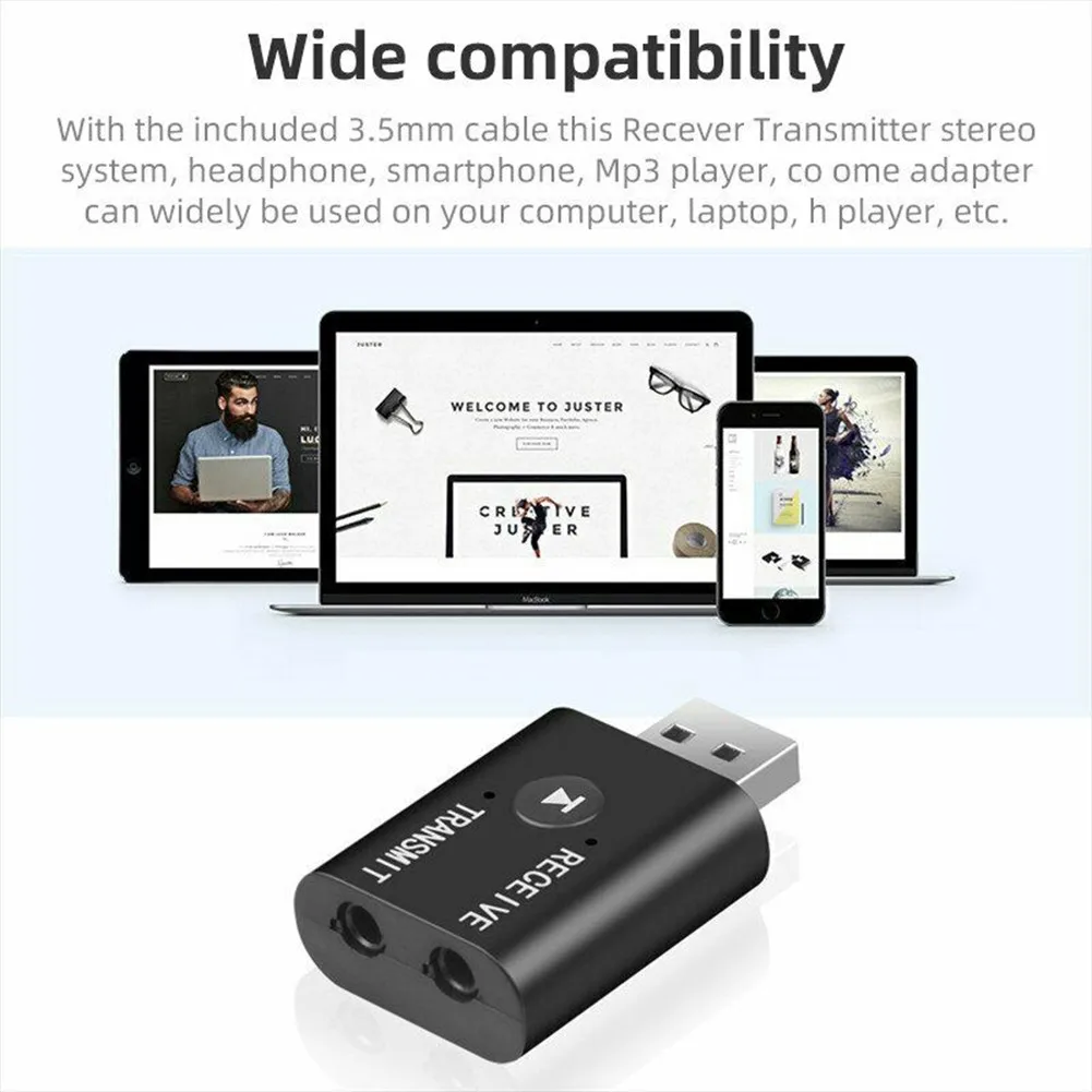 

TR6 Bluetooth 5.0 Receiver Transmitter 2 IN 1 Wireless Audio 3.5mm USB Aux Music Adapter For Car Speaker PC TV