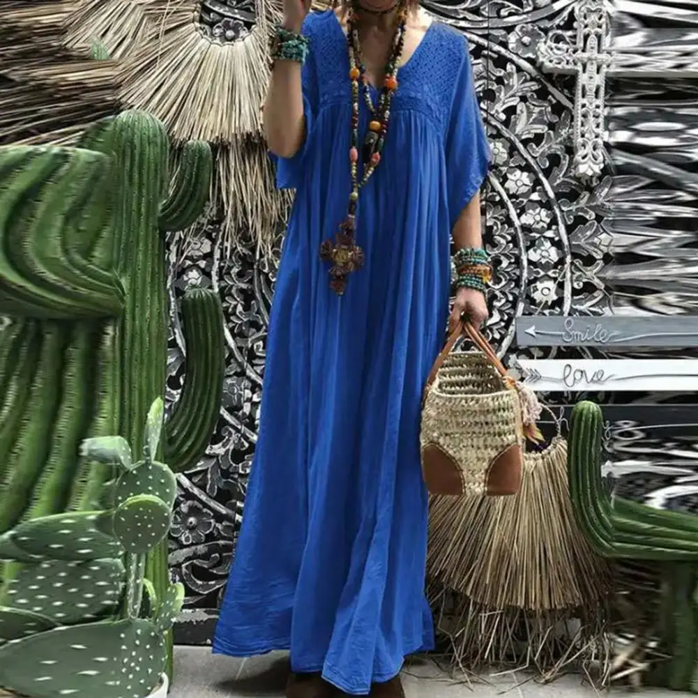 Cotton Blend Women Dress Elegant Lace Crochet Maxi Dress with V Neck Horn Sleeves Vintage Style Pleated Solid Color for Women
Cotton Blend Women Dress Elegant Lace Crochet Maxi Dress with V Neck Horn Sleeves Vintage Style Pleated Solid Color for Women