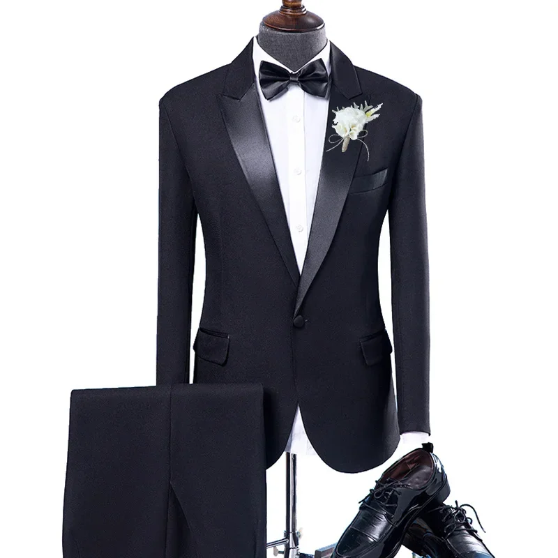 

Black Mens Suits Classic Groom Wedding Suit 2 Pieces Set Formal Prom Dinner Blazer Dress Tuxedo Slim Fit Jacket Pants