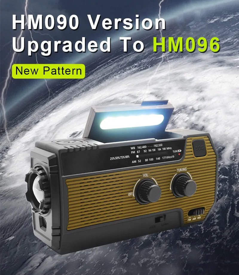 Weather Radio 4000 Solar Hand Crank Emergency Radio 5 Ways Powered AM/FM Weather Alert Portable Radio with Flashlight
Weather Radio 4000 Solar Hand Crank Emergency Radio 5 Ways Powered AM/FM Weather Alert Portable Radio with Flashlight