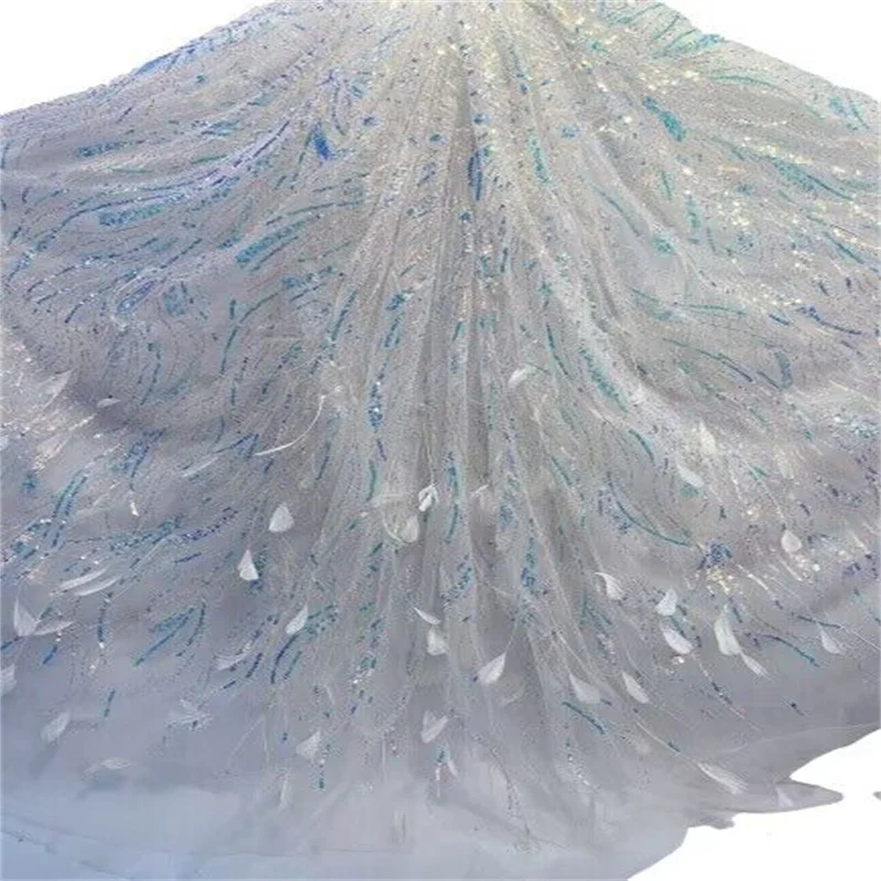 Luxurious African Groom Sequins Lace Fabric High Quality White Heavy Beads Embroidery French Tulle Lace Nigerian Wedding Dress
Luxurious African Groom Sequins Lace Fabric High Quality White Heavy Beads Embroidery French Tulle Lace Nigerian Wedding Dress
