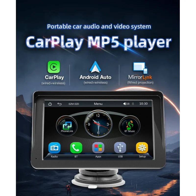New 7-Inch Portable Wireless CarPlay Navigation Screen Android Auto Vehicle-Mounted MP5 Player GPS Navigator
New 7-Inch Portable Wireless CarPlay Navigation Screen Android Auto Vehicle-Mounted MP5 Player GPS Navigator
