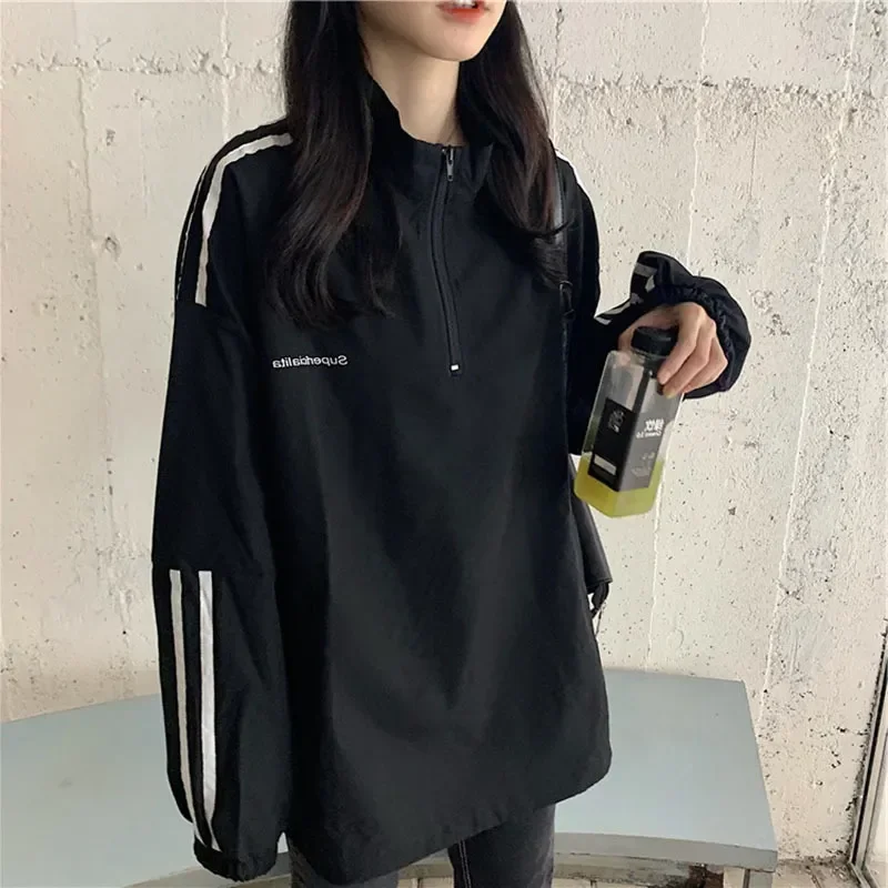 Sandro Rivers Korean fashion stripe cotton half zip sweatshirt women's loose pullover sports hoodie casual top women clothing
Sandro Rivers Korean fashion stripe cotton half zip sweatshirt women's loose pullover sports hoodie casual top women clothing