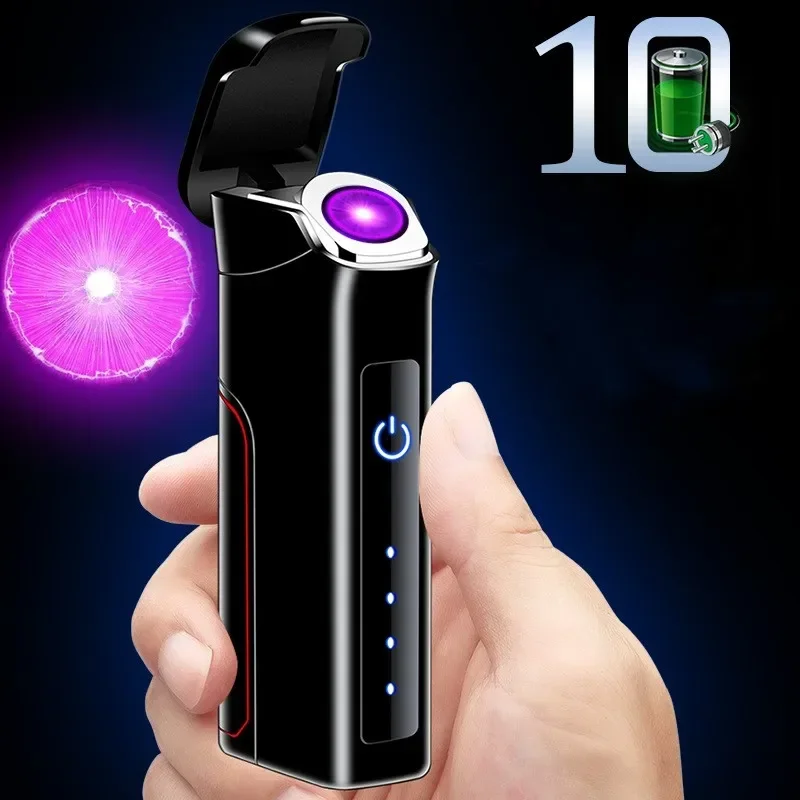Rotating Arc Plasma Pulse Electric USB Metal Lighter Touch Sensing Windproof Battery Flameless LED Cigar Lighter Men's Gagets
Rotating Arc Plasma Pulse Electric USB Metal Lighter Touch Sensing Windproof Battery Flameless LED Cigar Lighter Men's Gagets