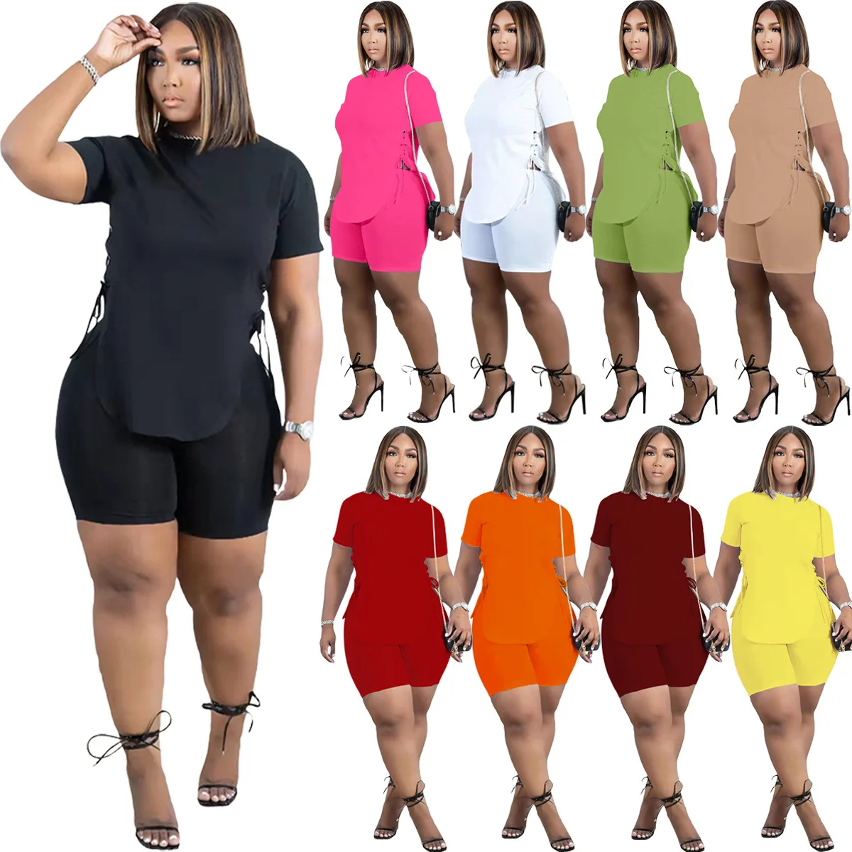 HAOOHU Summer new solid color fashion casual suit waist side slit machine eye straps comfortable sports suit women's clothing
HAOOHU Summer new solid color fashion casual suit waist side slit machine eye straps comfortable sports suit women's clothing