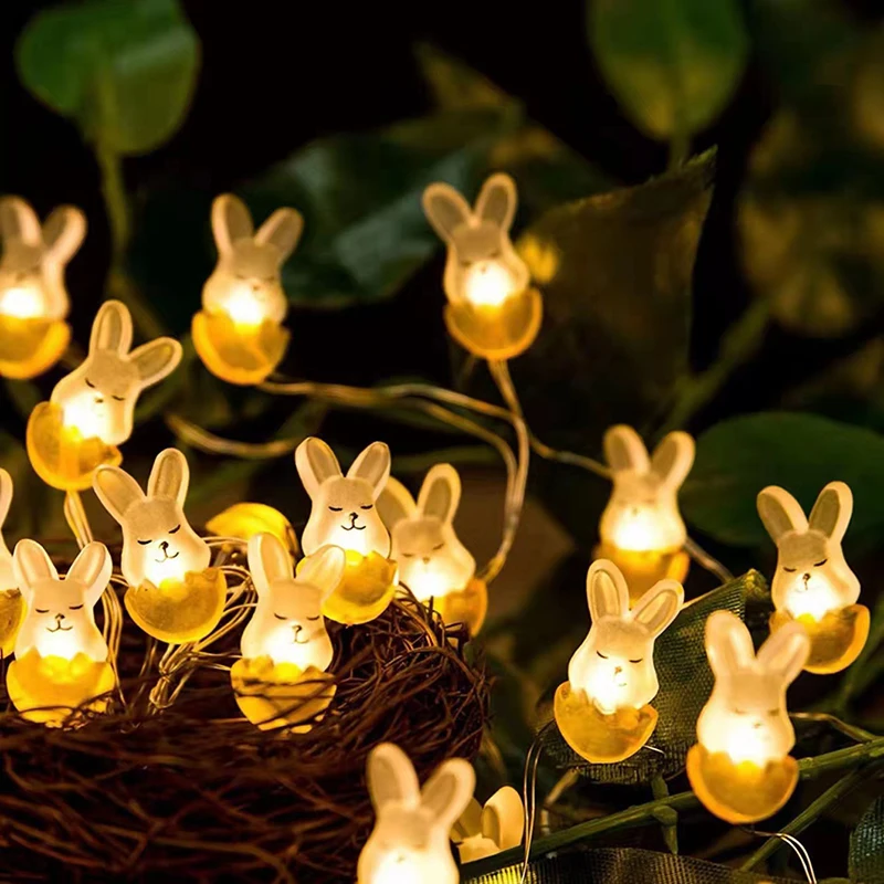 

LED String Easter Bunny Carrot Chick Egg Shape Copper Wire Lights Holiday Decoration Colorful Lanterns