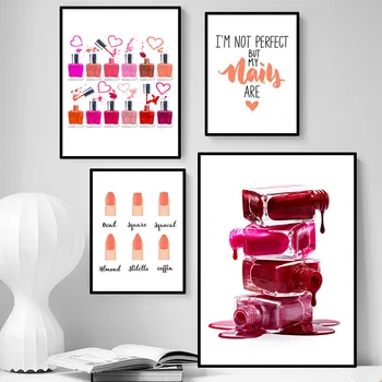 레드 립 속눈썹 소녀 메이크업 벽 그림 인쇄 뷰티 살롱 패션 캔버스 회화 아트 포스터 견적 홈 장식 HD2613