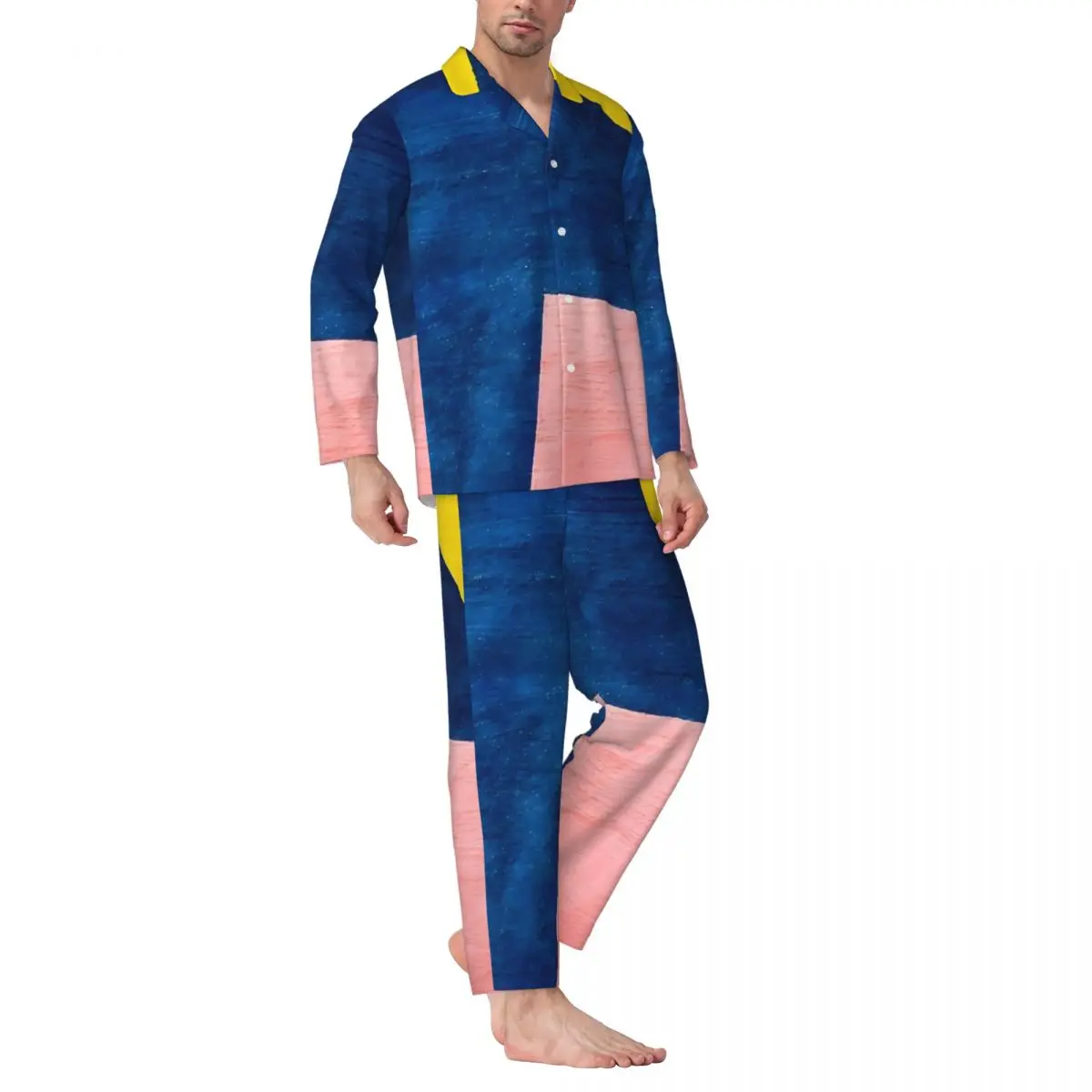 ColorBlock Sleepwear Autumn Geometrical Shapes Vintage Oversize Pajama Sets Man Long Sleeves Soft Night Design Home Suit
ColorBlock Sleepwear Autumn Geometrical Shapes Vintage Oversize Pajama Sets Man Long Sleeves Soft Night Design Home Suit
