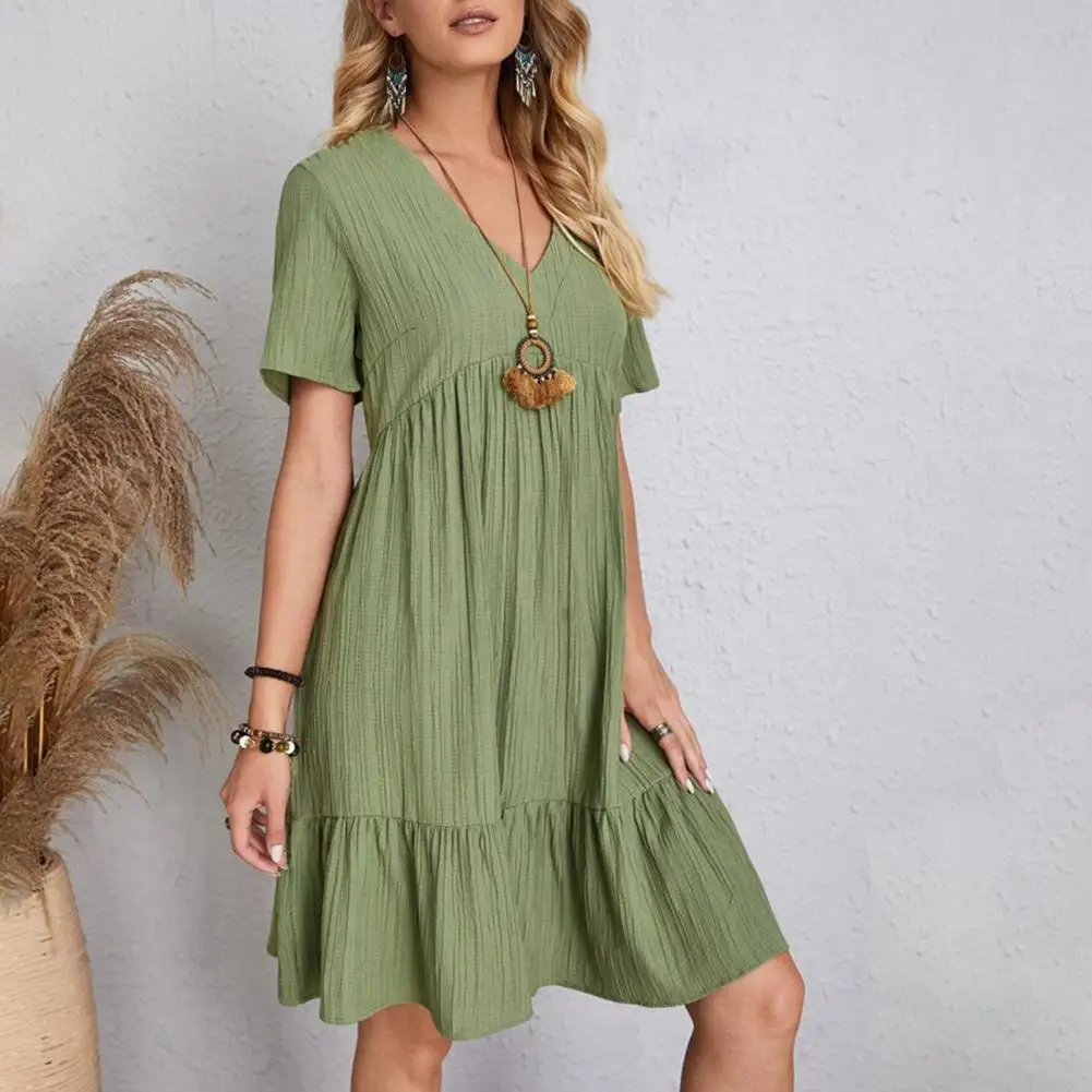Cozy Casual Dress Comfortable Midi Dress V Neck Ladies Summer Beach Sun Dress Streetwear
Cozy Casual Dress Comfortable Midi Dress V Neck Ladies Summer Beach Sun Dress Streetwear