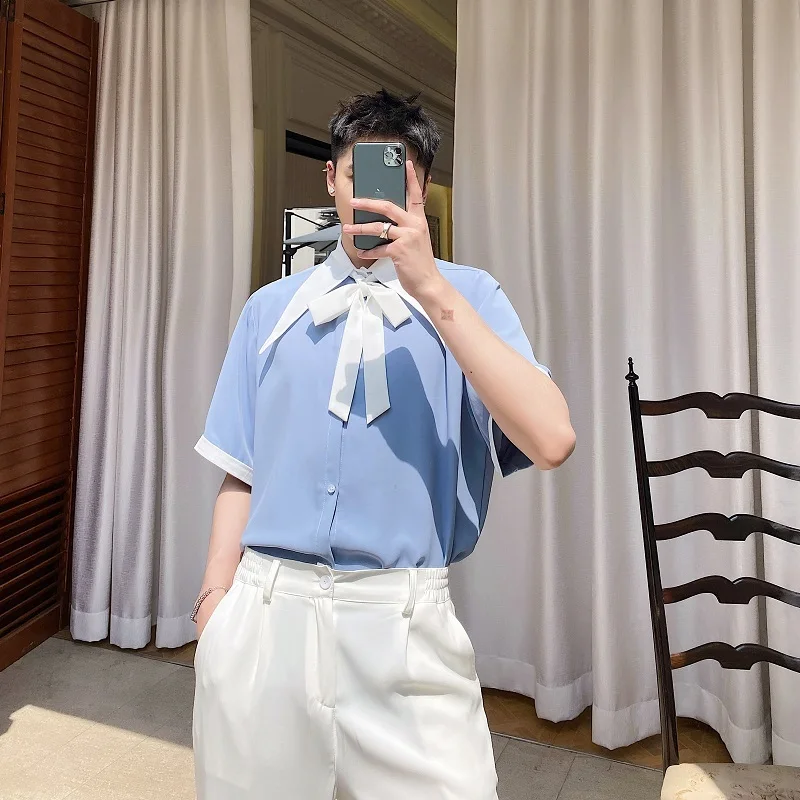 2023 Summer Men's Fashion Trend Blue White Color Casual High Quality Shirts Large Collar Loose Short Sleeve Loose Shirts
2023 Summer Men's Fashion Trend Blue White Color Casual High Quality Shirts Large Collar Loose Short Sleeve Loose Shirts