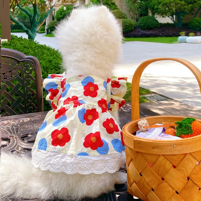 Dog Cotton Dress - Dog Princess Style Floral Skirt Dog Cotton Dress - Dog Princess Style Floral Skirt