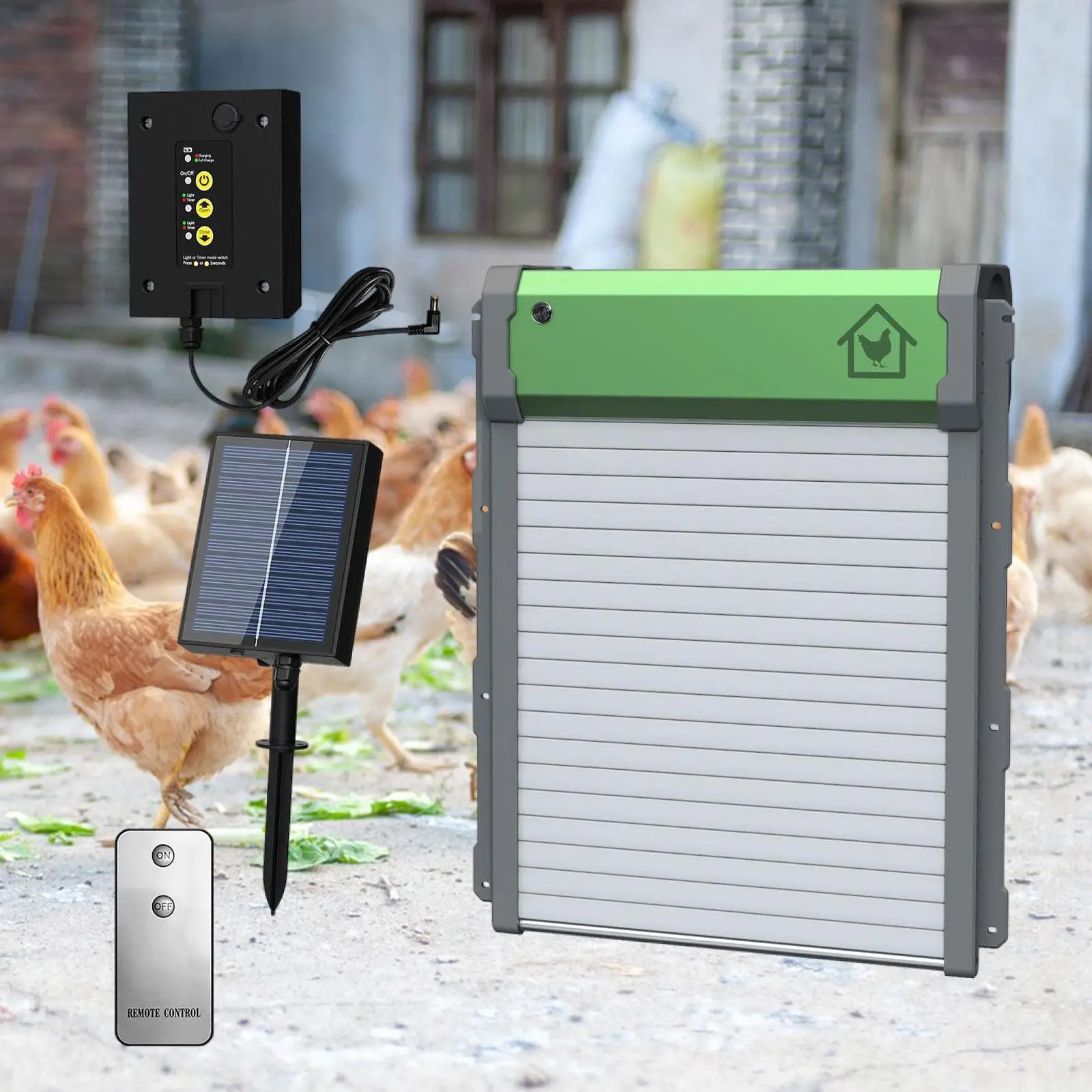 

Automatic Chicken Coop Door Weatherproof with Timer Light Sensor Anti Pinch Easy Installation Multi Modes Electric Opener