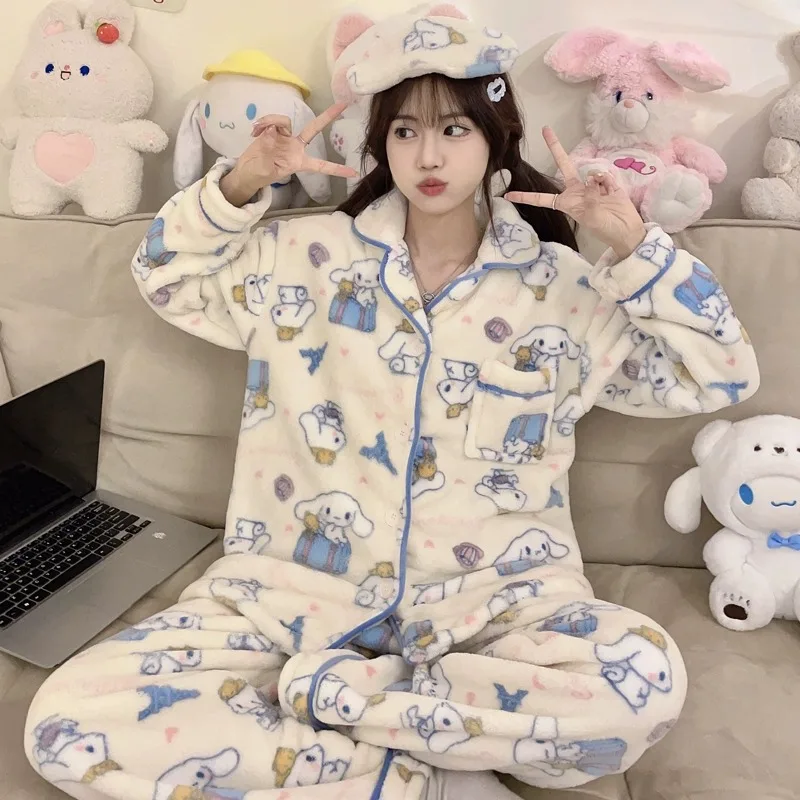Sanrio Hello Kitty Cinnamoroll Cartoon Autumn Winter Flannel Pajamas Coral Pom Pom Purin Plush Long Sleeve Pants Home Wear Gifts
Sanrio Hello Kitty Cinnamoroll Cartoon Autumn Winter Flannel Pajamas Coral Pom Pom Purin Plush Long Sleeve Pants Home Wear Gifts