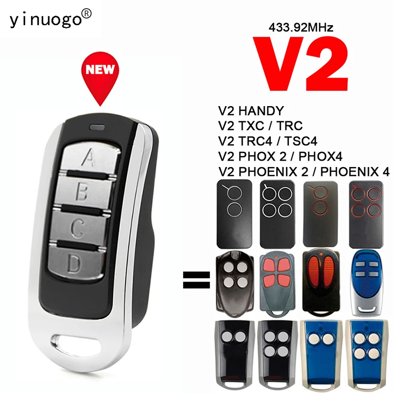 Для V2 PHOENIX PHOX 2 4 TRC4 TSC4 TXC TRC HANDY пульт дистанционного управления для гаражных ворот 433,92MHz электрический контроллер двери с подвижным кодом
Для V2 PHOENIX PHOX 2 4 TRC4 TSC4 TXC TRC HANDY пульт дистанционного управления для гаражных ворот 433,92MHz электрический контроллер двери с подвижным кодом