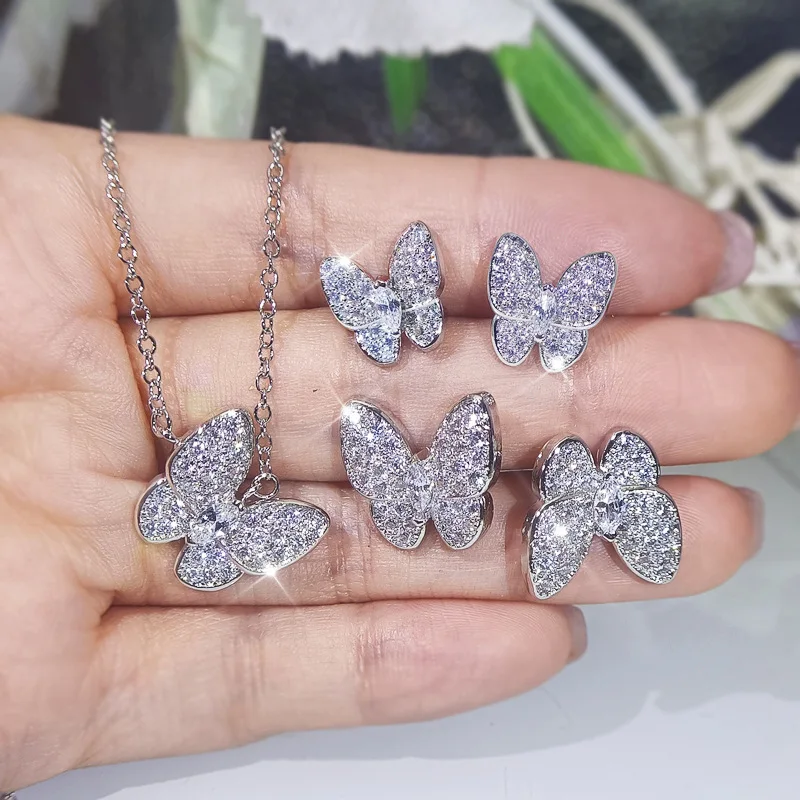 2022 NEW Fashion S925 Silver Bride Jewelry Sets For Women Lovely Little Butterfly Ring Necklace Earrings Engagement Wedding Gift
2022 NEW Fashion S925 Silver Bride Jewelry Sets For Women Lovely Little Butterfly Ring Necklace Earrings Engagement Wedding Gift