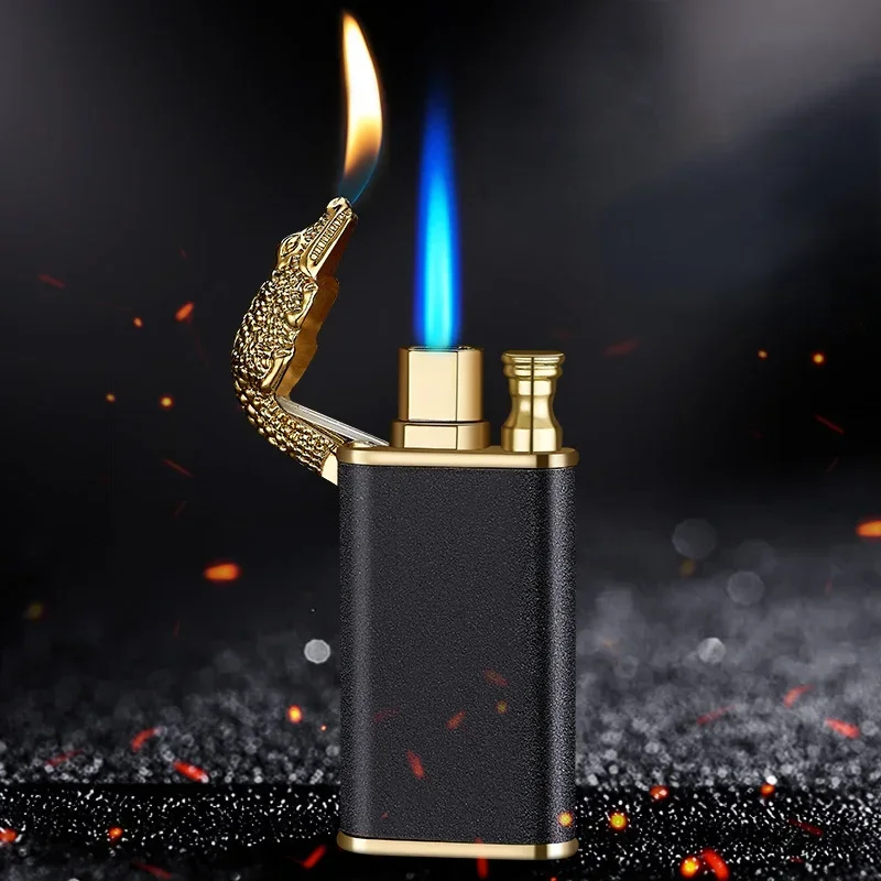 

Torch Lighter, Dragon Butane Gas Jet Lighters, Smoking Cigarette Accessory, Flame Windproof, Double Fire, Creative Men Cool Gift