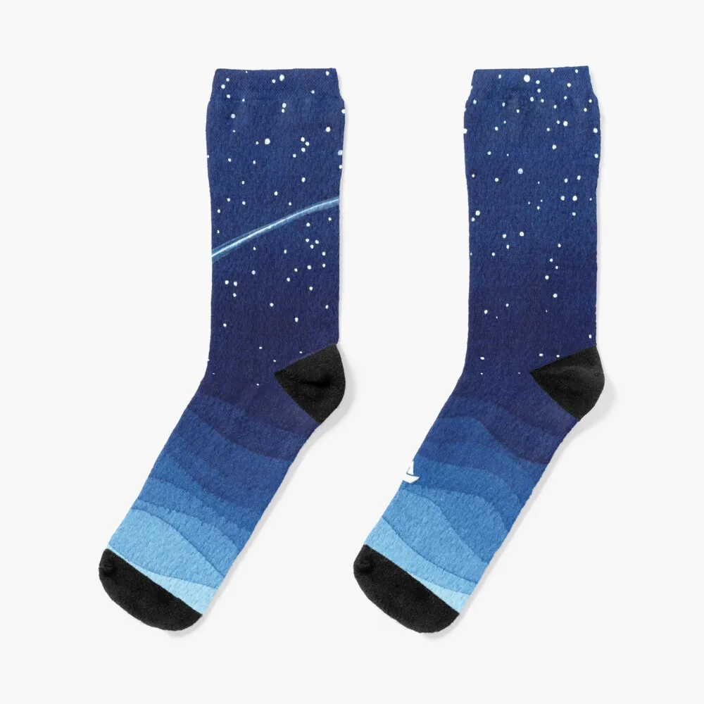 

Falling star, shooting star, sailboat ocean waves blue sea Socks anti-slip soccer sock Stockings Male Socks Women's