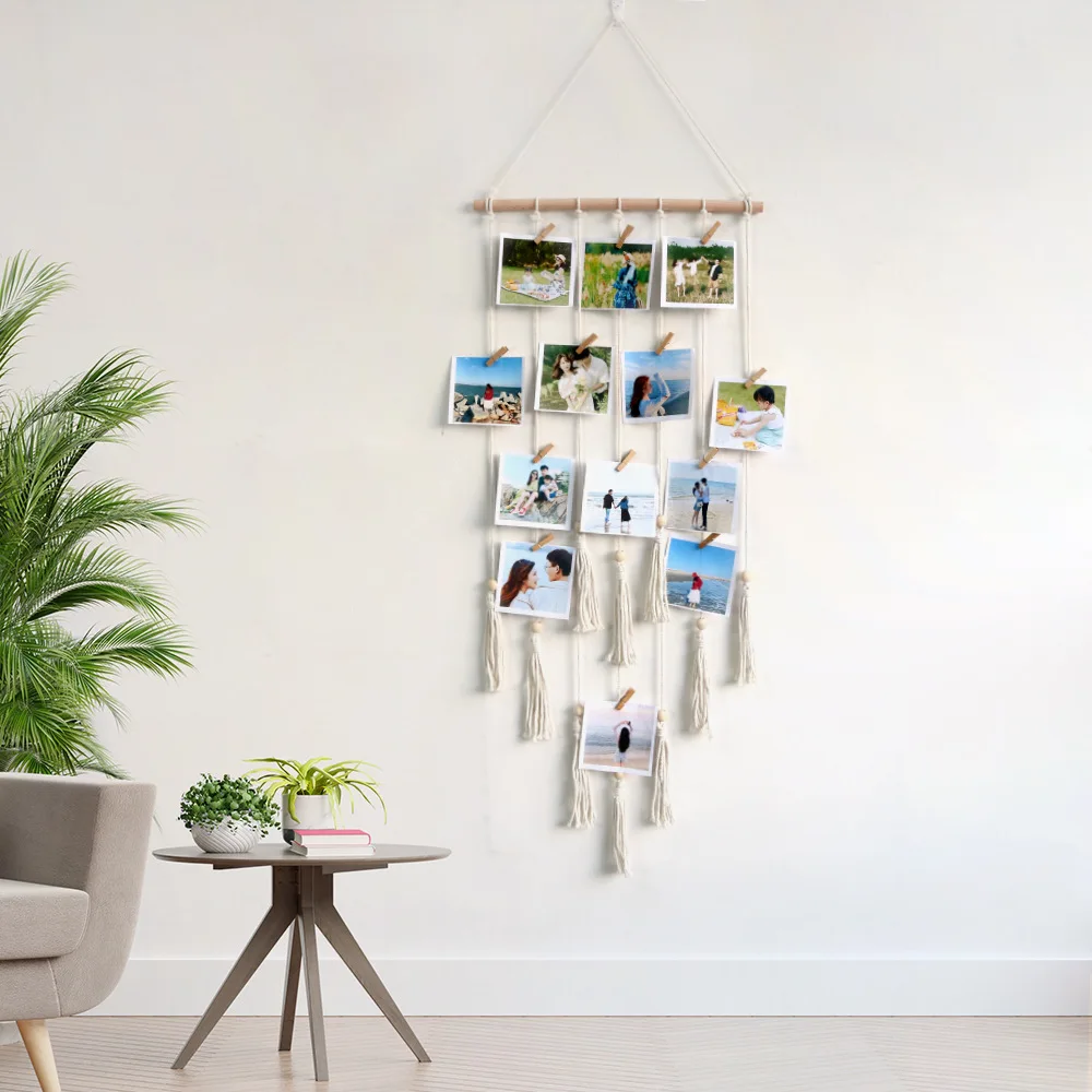 Boho Macrame Photo Display with LED Lights - 30 Clip Wall Gallery 4 S6ab30d398f264f7bab0095fce033bdfcm