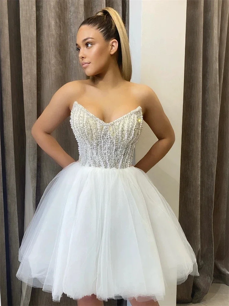 ANGELSBRIDEP White Short Prom Dress Glitter Mini/short Sweetheart Pearls Tulle and Slim Elegant Women's Homecoming Dress NEW
ANGELSBRIDEP White Short Prom Dress Glitter Mini/short Sweetheart Pearls Tulle and Slim Elegant Women's Homecoming Dress NEW