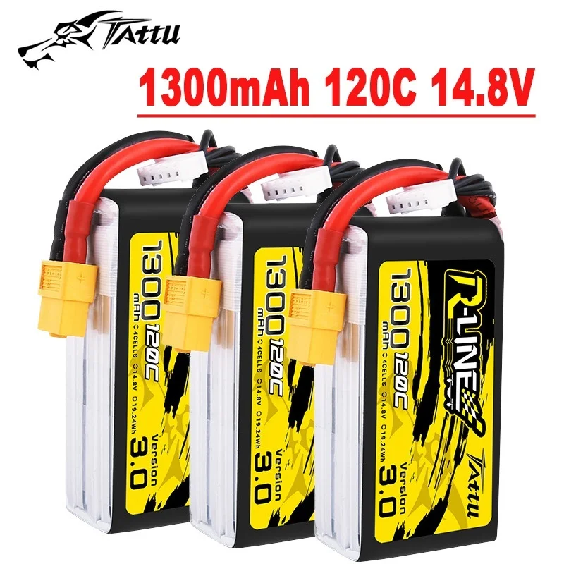 

3Pcs TATTU R-LINE 3.0 14.8V 1300mAh 120C LiPo Battery For RC Helicopter Quadcopter FPV Racing Drone Parts With XT60 4S BATTERY