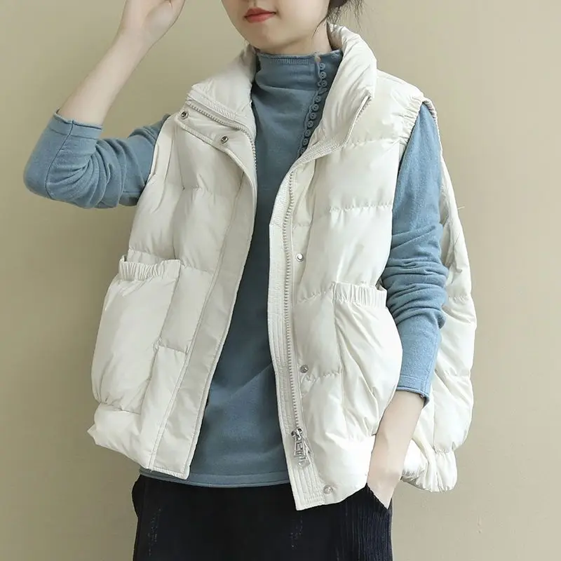 Women Fashion Adjustable Hem Zip-up Loose Waistcoat Vintage High Neck Sleeveless Female Outerwear Down Chic Vest Tops1 J15
Women Fashion Adjustable Hem Zip-up Loose Waistcoat Vintage High Neck Sleeveless Female Outerwear Down Chic Vest Tops1 J15