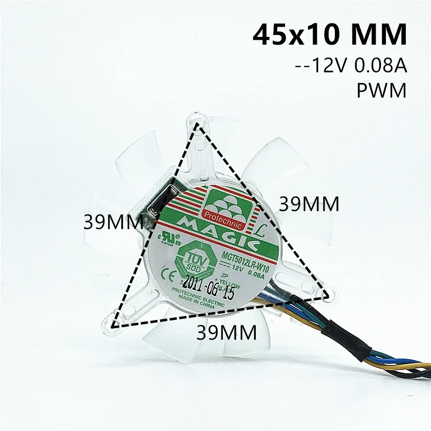 45MM VGA Cooling Fan Hole Pitch 39mm MGT5012LR-W10 High Quality Quiet 50mm Graphics card fan 12V 0.08A Fan Blade 4pin PWM
45MM VGA Cooling Fan Hole Pitch 39mm MGT5012LR-W10 High Quality Quiet 50mm Graphics card fan 12V 0.08A Fan Blade 4pin PWM