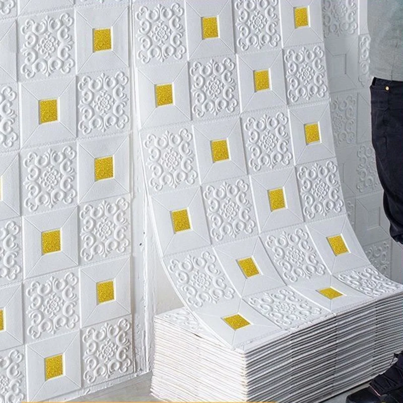 

1-10 шт. 70 см x 70 см 3D плитка кирпичная Настенная Наклейка самоклеящаяся пенная панель обои для кровати комнаты домашний Декор водонепроницаемый