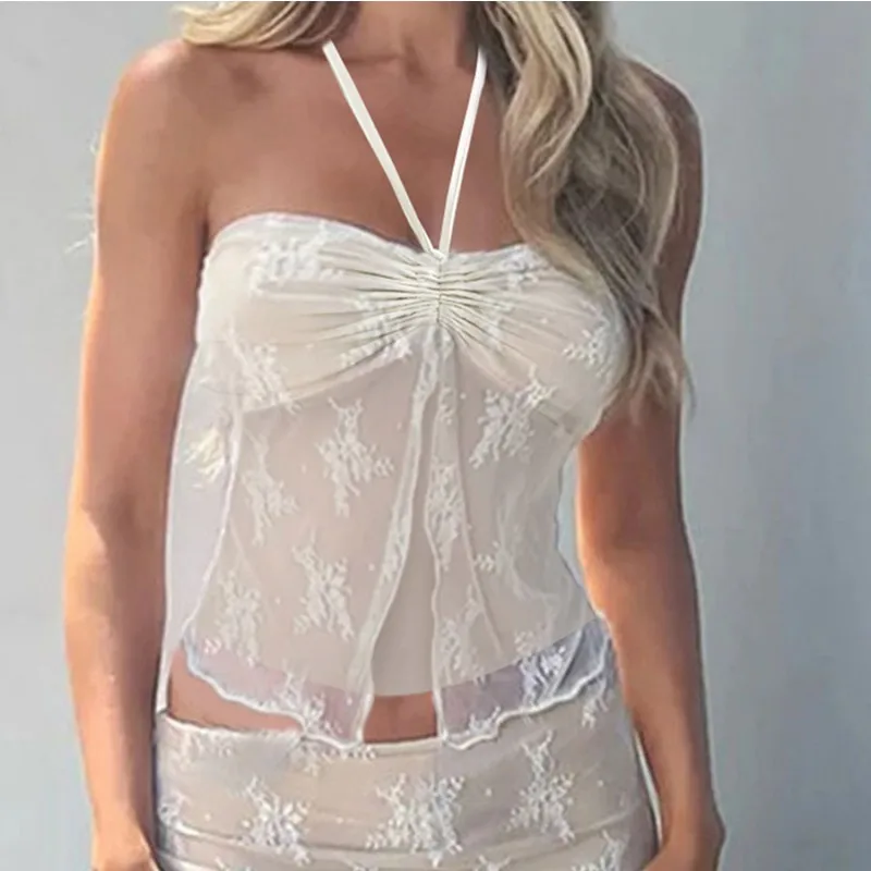 Women Floral Lace Halterneck Wrap Chest Crop Tank Tops Slit Hem Casual Summer Bandage Vintage Strapless Lace Backless Streetwear
Women Floral Lace Halterneck Wrap Chest Crop Tank Tops Slit Hem Casual Summer Bandage Vintage Strapless Lace Backless Streetwear