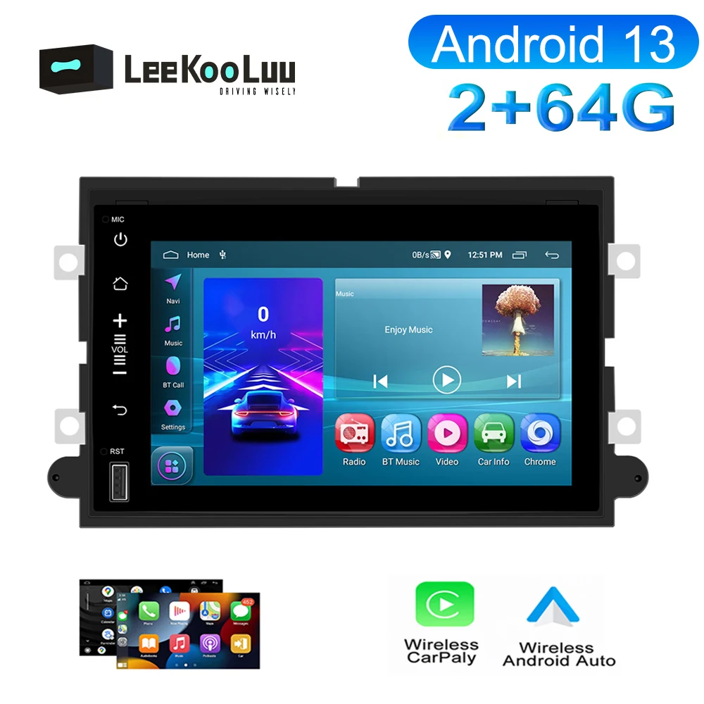 

LeeKooLuu 2 Din Car Stereo Radio CarPlay Android Auto Player GPS WIFI for Ford F150 F250 F350 Fusion Taurus Freesatr MKX Mark LT