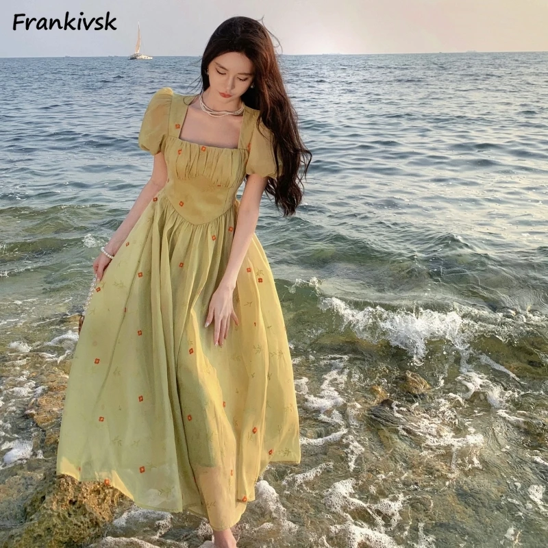 

Shivering Dresses Women Slim Prairie Chic French Style Retro Summer Lounge Exquisite Stylish Fashion Youthful All-match Casual
