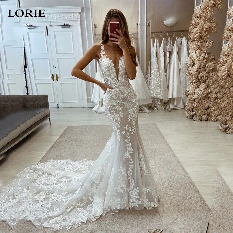 LORIE Lace Mermaid Wedding Dresses Spaghetti Straps Elegant Bridal Dress Appliqued Lace Wedding Gowns 2023
LORIE Lace Mermaid Wedding Dresses Spaghetti Straps Elegant Bridal Dress Appliqued Lace Wedding Gowns 2023