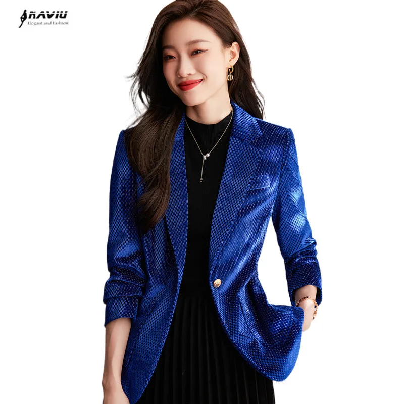 NAVIU Fashion Women Blue Blazer New 2023 Autumn Tempeament Professional Long Sleeve Slim Jacket Office Ladies Work Coat Black
NAVIU Fashion Women Blue Blazer New 2023 Autumn Tempeament Professional Long Sleeve Slim Jacket Office Ladies Work Coat Black