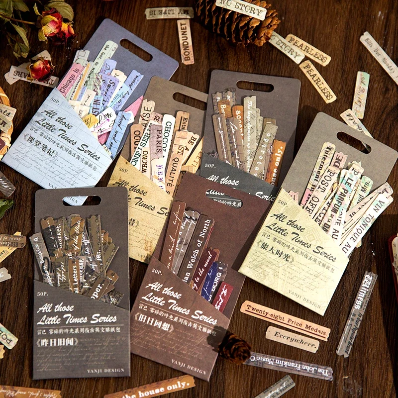 50 sheets Paragraph sticker pack Vintage English text sentences handbook decorative material stickers 6 styles
50 sheets Paragraph sticker pack Vintage English text sentences handbook decorative material stickers 6 styles