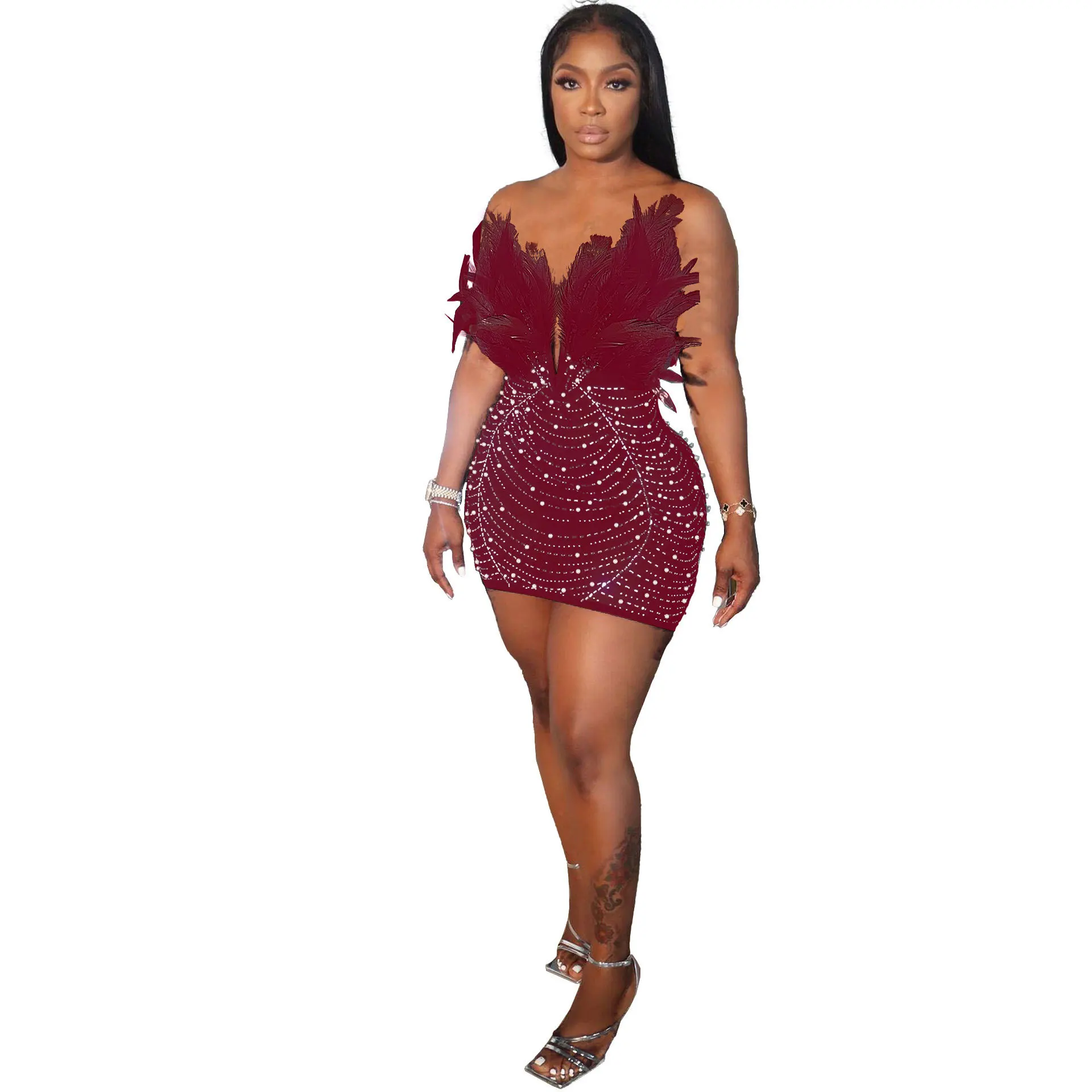 Women Diamonds Hot Rhinestones Feather Mesh Strapless Plunging V-neck Bodycon Midi Dress, Sexy Party Evening Dresses 105 Mallzona S6abd27150545457eb585af31d34a82cav Women Diamonds Hot Rhinestones Feather Mesh Strapless Plunging V-neck Bodycon Midi Dress, Sexy Party Evening Dresses Mallzona