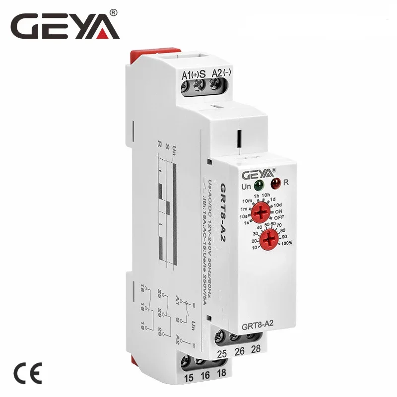 

GEYA GRT8-A Delay on Time Relay 12V 24V 230V Timer Relay Din Rail Type Time Delay Relays with CE CB