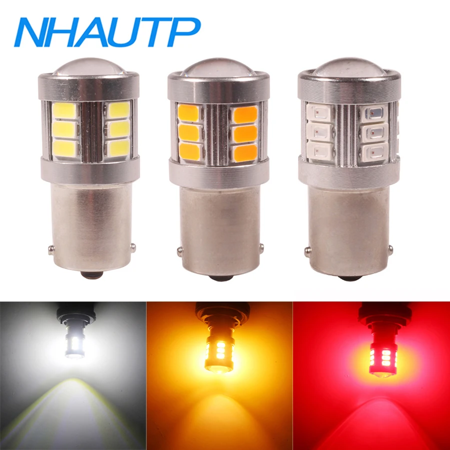 

NHAUTP 2Pcs 12V-24V 1156 BA15S P21W LED Bulbs Super Bright G18 R10W Car Backup Lights Reversing Lamp DRL White Amber Red 6000K