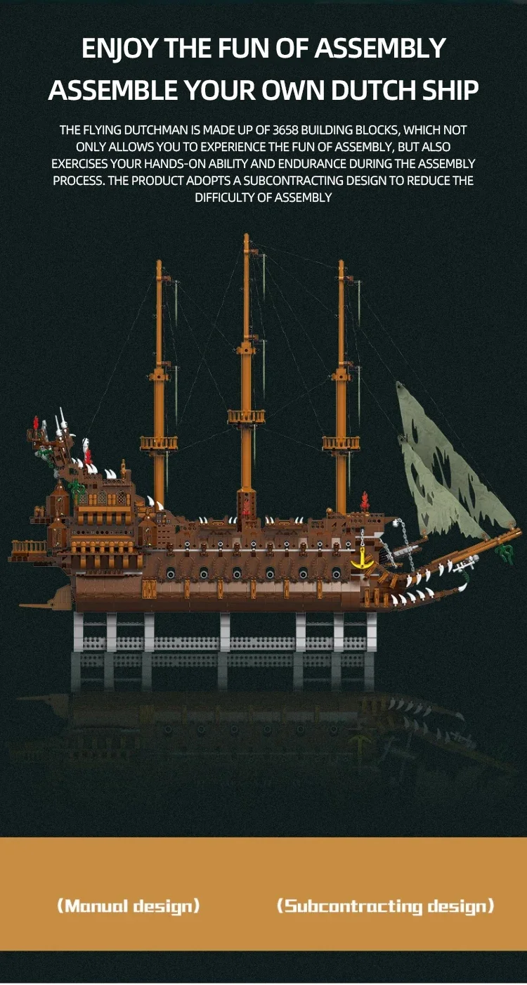 3658PCS The Flying Dutchman Building Blocks Phantom Black Pearl Ship Model Bricks Desktop Decoration Toys For Kids Holiday Gifts 3658PCS The Flying Dutchman Building Blocks Phantom Black Pearl Ship Model Bricks Desktop Decoration Toys For Kids Holiday Gifts
