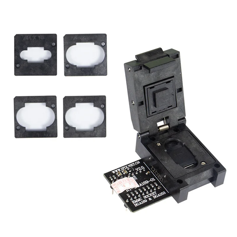 RT-BGA169-01 BGA169 / BGA153 EMMC Adapter V2.5 with 4Pcs BGA Bounding Box for RT809H Programmer
RT-BGA169-01 BGA169 / BGA153 EMMC Adapter V2.5 with 4Pcs BGA Bounding Box for RT809H Programmer