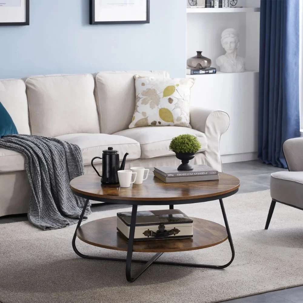 GEZEN Round Coffee Table with Open Storage, 38.5" Wood Sofa Table Rustic Accent Table with Sturdy Metal Legs for Living Room
GEZEN Round Coffee Table with Open Storage, 38.5" Wood Sofa Table Rustic Accent Table with Sturdy Metal Legs for Living Room